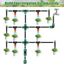 JAYEE 50 Pcs Drip Irrigation Fittings Kit for 1/4 Inch Tubing, Drip Line Parts for Drip Systems - 20 Tee, 12 Coupling, 8 Elbow, 5 Barbed 4-Way Cross, 5 End Closure - Barbed Locked Nuts Connectors by GreenHaven Gardens
