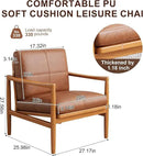 Mid Century Modern Accent Chair Set of 2, Leather Accent Chair, Relaxing Armchair with Solid Wood Frame & Soft Cushion, Reading Leisure Chairs for Living Room by CozyNest Decor