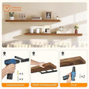 HOOBRO Floating Shelves for Wall, Wall Mounted Shelf Set of 2, 55" Hanging Shelf with Invisible Brackets, for Wall in Bathroom, Bedroom, Toilet, Kitchen, Living Room, Office, Rustic Brown BF140BJP201 by CozyNest Decor