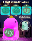 Dinosaus Alarm Clock for Kids with Night Light, Sleep Training Clock Time to Wake Clock, Rechargeable Silicone Light for Bedroom, Perfect Sleep Companion for Boys Girls by TinyTreasures Baby Boutique