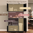 71" Tall Kitchen Pantry Cabinet with Charging Station Wooden Buffet Cupboard Sideboard