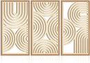 IARTTOP Large Boho Wood Wall Art Set of 3 Framed Wooden Mid-century Modern Wall Decor Minimalist Modern Abstract Geometric Decor for Living Room Bedroom Office-16x32 Inch by CozyNest Decor