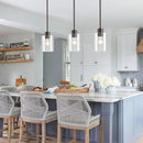 Oil Rubbed Bronze Pendant Lights Kitchen Island - Clear Glass Pendant Light Fixture Multiple Stems Rods 3 Units 12 Inch 3 Units 4 Inch (2 Pack Oil Rubbed Bronze Downrod) by CozyNest Decor