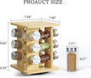 WelFurGeer Bamboo Spice Rack Organizer for Countertop, Revolving Spice Shelf with 12 Glass Jars, Lids & Labels, Desktop Rotating Seasoning Organizer for Kitchens, Space-Saving Design by CozyNest Decor