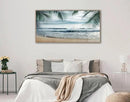 Framed Tropical Beach Wall Art - Ocean Waves Canvas Pictures Coastal Blue Sky and Sea Print Seaside Palm Tree Leaves Scene Painting Artwork Living Room Bedroom Office Home Decor 29" x 58" by CozyNest Decor