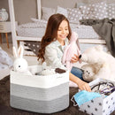 Storage Baskets for Organizing Shelves, Woven Cotton Rope Baskets for Storage Books Towels Toys, Organizing Baskets, Toy Basket for Nursery Bathroom, 15"x11"x9.5", 3 Packs, Gradient Grey by TinyTreasures Baby Boutique