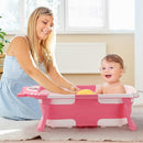 Baby Bathtub,Collapsible Baby Bath Tub with Thermometer & Soft Floating Cushion,Portable Travel Baby Bathtubs for Newborns to Toddlers 0-36 Months(Crab Pink) by TinyTreasures Baby Boutique