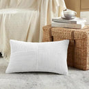 Fancy Homi 2 Packs White Lumbar Decorative Throw Pillow Covers 12x20 Inch for Living Room Couch Bed Sofa, Rustic Farmhouse Boho Home Decor, Soft Striped Corduroy Rectangle Accent Cushion Case 30x50 cm by CozyNest Decor