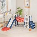 KORIMEFA 11 in 1 Toddler Slide and Swing Set, Kids Slide for Toddlers, Outdoor Indoor Playground for Toddlers 1-3, Toddler PlaySet with Basketball Hoop and Ball Golf Set, Climbing Arch(Red & Blue) by TinyTreasures Baby Boutique