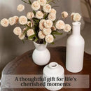 Fake Flowers in Vase for Centerpieces, Faux Flowers in Modern Ceramic Vase Set of 3 with 8 Artificial Autumn Chrysanthemums Home Decor by CozyNest Decor