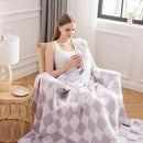 EMME Checkered Throw Blanket Cotton for Couch Soft Muslin Blankets 50"x60" Lightweight Breathable Cooling Soft All Season Gauze, Lavender by CozyNest Decor