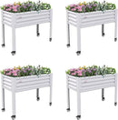 A ANLEOLIFE 4-Set Galvanized Raised Garden Bed with Legs,48x24x35in Large Elevated Planter Box on Wheels with Drainage Holes for Backyard, Balcony, Patio, 600lb Capacity, Antique White by GreenHaven Gardens