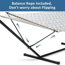 SUNCREAT 55 Inch Extra Large Double Hammock with Stand, 475lbs Capacity, Outdoor Portable Hammock with Hardwood Spreader Bar, Extra Large Pillow, Grey by GreenHaven Gardens