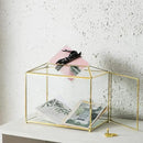 Glass Wedding Card Box with Slot, Large Clear Card Box 10.2 inch Gold Brass Gift Card Storage Box with Lock for Wedding Receptions, Baby Shower, Birthday Party, Bridal Shower by CozyNest Decor