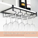 AUHOKY 2Pcs Adjustable Under Cabinet Stemware Metal Glass Holder, Hanging Wine Glass Storage Hanger Organizer for Shelf Kitchen Bar Decor(4 Rows, Black) by CozyNest Decor