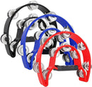EASTROCK 3 Pack Double Row Tambourine Metal Jingles Hand Held Percussion Half Moon Tambourine for Kids, Adults, KTV, Party (Black, Blue, Red) by TinyTreasures Baby Boutique