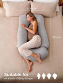 Momcozy Pregnancy Pillows for Sleeping, U Shaped Full Body Pillow for Pregnancy Women with Removable Jersey Cotton Cover, 57 Inch Maternity Pillow, Grey by TinyTreasures Baby Boutique
