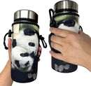Water Bottle Bag Carrier, Water Bottle Neoprene Sleeve Portable Insulator Bottle Cover Drawstring Insulator for 18 Oz 20 Oz Water Bottle (Panda) by TinyTreasures Baby Boutique