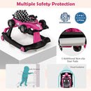 HONEY JOY 4-in-1 Baby Walker, Activity Push Walker w/3 Adjustable Heights, Smooth Wheels w/Adjustable Speed, Padded Seat, Music & Light, Foldable Car Walker for Baby Boys Girls Age 6 Months+ (Pink) by TinyTreasures Baby Boutique