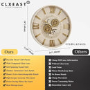 CLXEAST Mid Century Minimalist Modern Wall Clocks,24 Inch Wall Clock with Moving Gears, Large Cream Gold Wall Clocks for Living Room Decor,House Warming Gifts New Home by CozyNest Decor