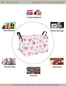 Rectangular Folding Laundry Basket,waterproof Canvas Basket,gift basket,Suitable for children's room,Office,Clothes,Toys Storage(Pink Love) by TinyTreasures Baby Boutique