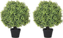 THE BLOOM TIMES 2ft Boxwood Topiary Ball Trees Artificial Outdoor Set of 2, 24" Faux Evergreen Plants Outside UV Resistant Greenery, Fake Potted Bushes and Shrubs for Front Porch Planter Patio Decor by GreenHaven Gardens