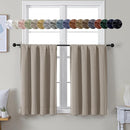 Simplebrand Ava Stone Short 36 Inches Blackout Curtain 2 Panels Set, Half Window Rod Pocket Privacy Curtain Tiers for Kitchen, Curtains Blackout for Bathroom Shades, W40 x L36 Inch, Stone by TinyTreasures Baby Boutique