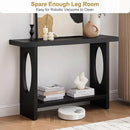 BECHAEO 47-Inch Modern Narrow Console Tables with Solid Wood Veneer - 2’’ Thickened Tabletop, 2-Tier Slim Sofa Table Behind Couch, Rectangle Entryway Table for Hallway Living Room, Black Oak by CozyNest Decor