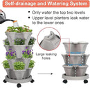 Vertical Planter 4 Tier Stackable Planters Garden Planters Strawberry Herb Flower and Vegetable Planter Indoor Outdoor Gardening Pots with Removable Wheels and Tools by GreenHaven Gardens