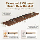 Fun Memories 72 Inch Floating Shelf, 12 Inch Deep Wall Shelf for Fireplace Mantel, Deep Storage Shelves for Home & Office, Wall Shelves with Invisible Bracket, Walnut, Set of 1 by CozyNest Decor