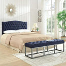 24KF Upholstered Tufted Button Linen Fabric Headboard,Comfortable Fashional Headboard Queen/Full Size,Navy Blue by CozyNest Decor