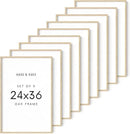 HAUS AND HUES Square Picture Frames 24 x 36 Set of 9 - Photo Gallery Wall Frame Set, Wood 24x36 Frames, 24 x 36 Frames Gallery Wall Set, 24x36 Frame with Mat, Square Frames 24x36 (Beige Oak Frames) by CozyNest Decor