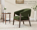 Mid-Century Modern Accent Chairs Set of 2, Comfy Barrel Armchairs with Wide Seat, Upholstered Lounge Chairs with Walnut Wood Legs for Living Room/Bedroom/Reading Corner, Linen Fabric, Deep Green by CozyNest Decor