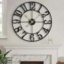 LEIKE Large Wall Clock, 18.5" Silent Non-Ticking, Battery Operated, Oversized, Decorative Retro Black Metal Clock for Living Room,Farmhouse, Dinner Room,Indoor, Outdoor(47cm, Black Arabic Number) by CozyNest Decor