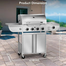 Gas Grill,Heavy-Duty Stainless Steel BBQ Grill,4 Burner Gas Grill with Side Burner,42000 BTU Propane Grill for Outdoor Cooking,Barbecue,Garden and Patio Backyard by GreenHaven Gardens