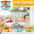 Nuogo 3 Pcs Stainless Steel Baby Suction Plates with Removable Silicone Shell 2-in-1 Metal Toddler Bowl Divided for Picky Eaters Kid Feeding Led Weaning Supply, Dishwasher Safe (Yellow,Blue,Green) by TinyTreasures Baby Boutique