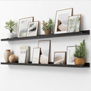 Picture Ledge Shelf, Floating Shelves Set of 2, Solid Pine Wood 72'' Long Large Nursery Book Shelves for Toys Storage, Kids Bookshelf for Living Room Bedroom Decor Books Photo Frames, Black by TinyTreasures Baby Boutique