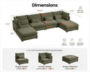 Oversized Modular Sofa, Extra Deep Cloud Chenille Sectional Couch with Ottoman Chaise, Fluffy Chenille 6 Seat U-Shaped Sofa for Living Room, Villa (U Shape 6 Seater, Chenille Green) by CozyNest Decor