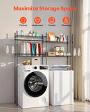 VEVOR Over The Washer and Dryer Storage Shelf, 4 Tier Laundry Room Drying Rack with Hanger Rod and Hooks, Adjustable Over Washer and Dryer Shelves, Laundry Room Shelf Storage Space Saver, Black by CozyNest Decor