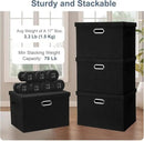 Large 17" 36 Quart Collapsible Stackable Storage Bins with Lids, 5 Packs Black Linen Fabric Closet Boxes with Lids, Storage Cube Baskets Container Organizers for Bedroom Office(17 x12 x11) by CozyNest Decor