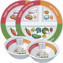 4 Pcs Portion Control Plates & Bowls Set (9 Inch), Self-Measuring for Weight Loss, Gastric Bypass, LapBand, Diabetes, & Healthy Diets, Divided Nutrition Plates for Adults & Children by CozyNest Decor