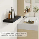 24 inch Floating Shelves Long Floating Shelves for Wall Large Wall Mounted Shelves with Invisible Brackets, Black Shelves for Bathroom, Living Room, Kitchen, Office, 24x6.7 inch deep Set of 2 by CozyNest Decor