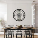 Micasso 24 inch Large Real Moving Gears Wall Clock: Black Industrial Steampunk Roman Numeral Clock - Modern Wall Decor for Living Room/Entryway/Office by CozyNest Decor