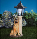 Bits and Pieces-Solar Shepherd Lantern-Solar Powered Garden Lantern - Resin Dog Sculpture with LED Light by GreenHaven Gardens