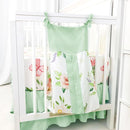4-Piece Crib Bedding Set, Baby Girl Crib Bedding Set Butterflies Floral Nursery Bedding Set Includes Comforter, Fitted Crib Sheet, Crib Skirt, and Diaper Stacker, Green & Pink by TinyTreasures Baby Boutique