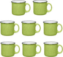 Set of 8 Ceramic Campfire Mugs – 15 Oz, Lime – Coffee & Tea Cups for Home, Work, Travel, Camping – Customizable, Great for DIY, Events, Companies by CozyNest Decor