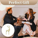 Sziqiqi Brass Reindeer Christmas Statue - Deer Sculpture for Living Room Decor - Gold Metal Reindeer Antler Animal for Tabletop by CozyNest Decor