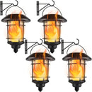Dynaming 4 Pack Solar Flame Wall Lanterns Outdoor, Solar Powered Wall Mounted Sconce Lights, Flickering Flame LED Light Auto On/Off Hanging Lights, Waterproof for Garage Stair Patio Porch Yard by CozyNest Decor