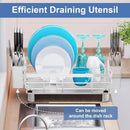 MOUKABAL Dish Drying Rack, Dish Rack, Large Dish Racks for Kitchen Counter, Drying Rack Kitchen with Removable Utensil Holder, Drainboard 16.9" x 12.9" x 5.9"(White) by CozyNest Decor