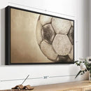 Elephant Stock Worn Soccer Ball Wall Art - Horizontal Framed Canvas - 1-Piece Living Room Wall Decor - Photography sports Canvas Print - Brown and Gray Decor for Wall - 25" X 17" by CozyNest Decor